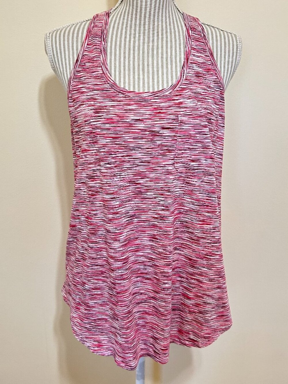 Lululemon Racerback Tank Top Heathered Pink, Black and White Size M